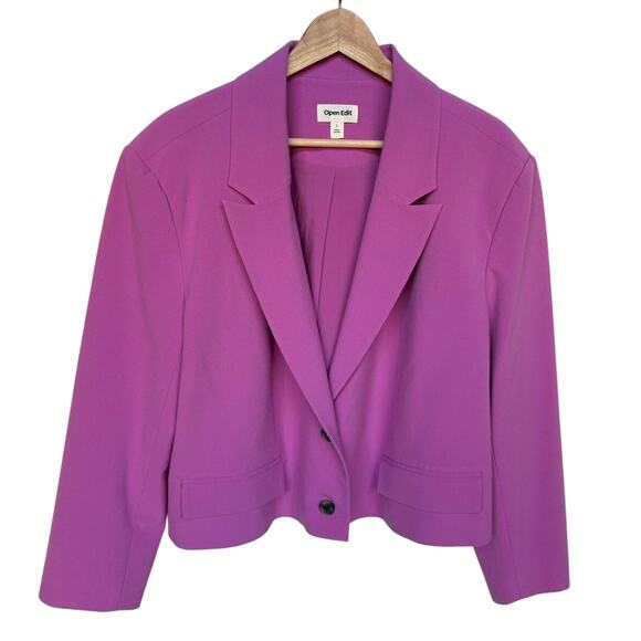 Open Edit Cropped Boxy Blazer in Fuchsia size L - Picture 1 of 12